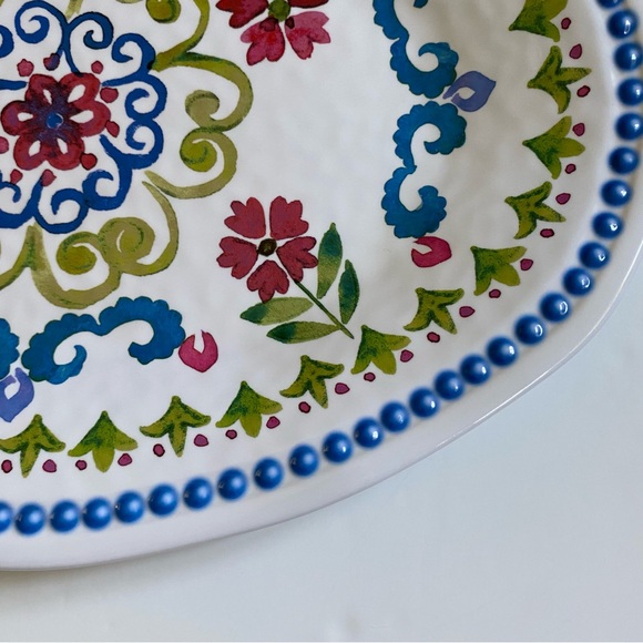 TOMMY BAHAMA Melamine Oval serving Platter Painted Flowers Green Blue Red 17.5” - Picture 5 of 16